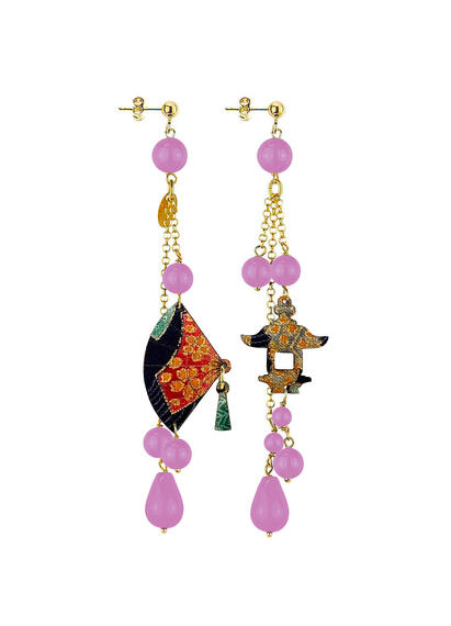 Orecchini Ventaglio Ciuffo Corto Viola Chiaro - Lebole Maison